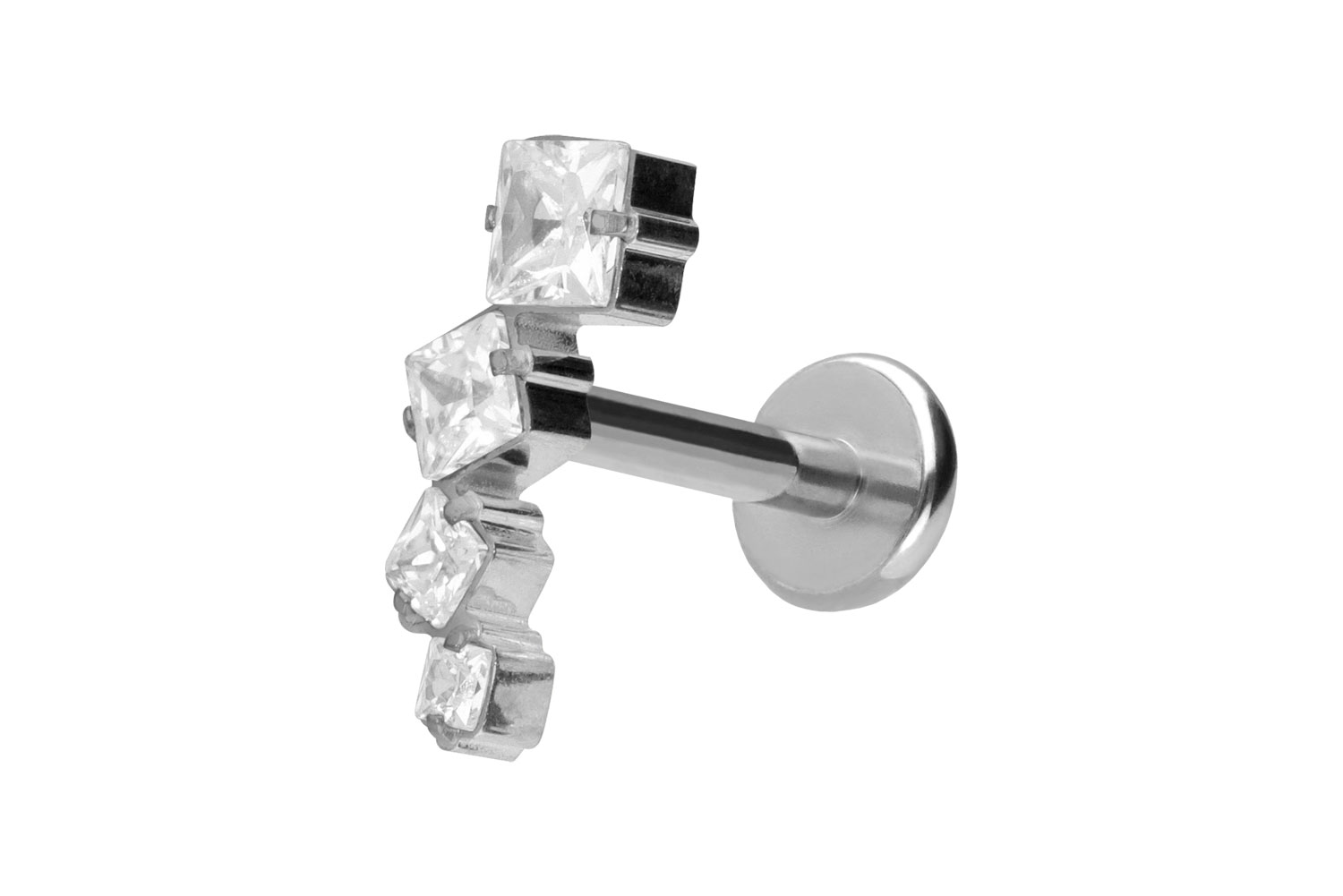 Titan Labret Piercing mit Push Fit KRISTALLBOGEN